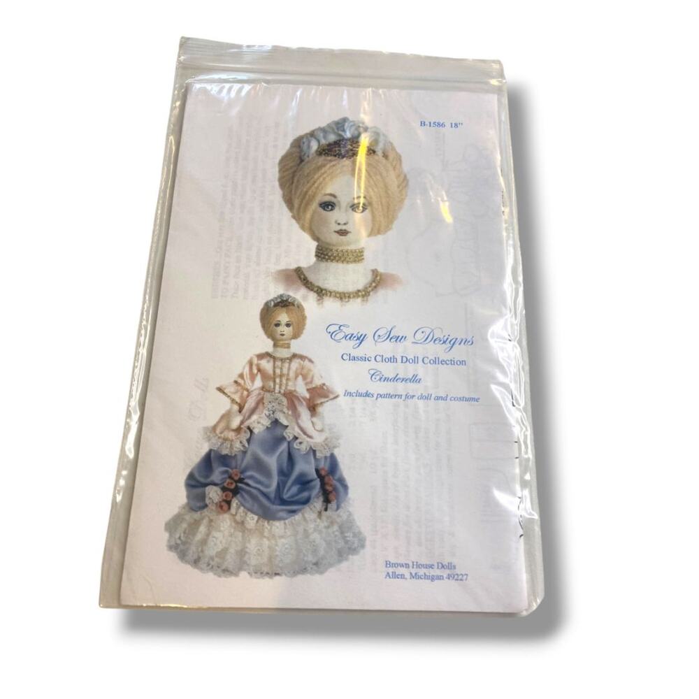 Easy Sew Designs Cinderella Classic Doll Pattern 18" Doll & Costume B-1586 New